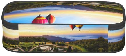 WXWJSHMGC Hot Air Balloon Print Pencil Case - Cute Pencil Case with Zip Closure Large Pencil Box for Student