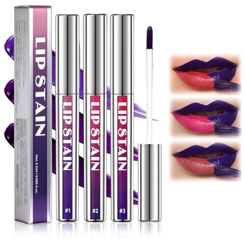 3 Piezas Peel Off Lip Tint De Larga Duración,Lipliner Waterproof,Peel off Matte Finish Labial Mancha,Labios Retráctil de larga duración,Uso diario