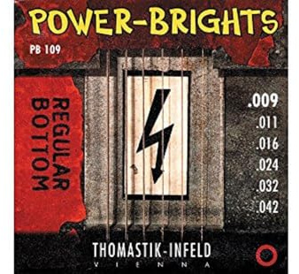 Thomastik Saiten für E-Gitarre Power Brights Series Regular BottomSatz PB109 Light .009-.042w