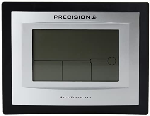 Precision Silver LCD Radio Controlled Alarm Clock, Black
