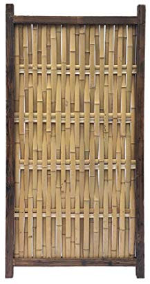 Bambus Zaun BADI gelb mit Rahmen aus Holz, 90 x 180cm