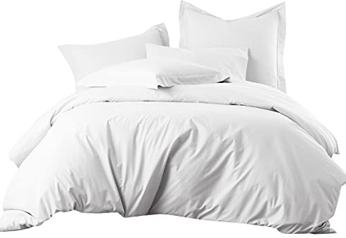 Royal Hotel Bedding Cotton-Blend Duvet Covers Wrinkle-Free Soft Cool and Breathable - 650 Thread-Count 2 Piece Duvet Cover Set, Twin/Twin-XL Size, White