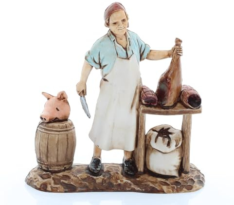 Moranduzzo Carnicero para Belén de 8 cm – Compact 8 – Escala 1:22 – Figura Irrompible Pintada a Mano, Estilo Siglo XVIII, Made in Italy, Escultor M. Landi