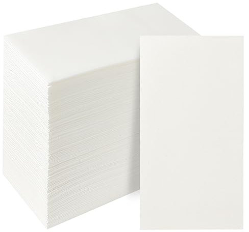 JEBBLAS Decoración Toalla desechable Toalla de lino Servilleta de cena | Papel Toallas de mano para bodas Restaurante Fiestas en la cocina | 30 cm x 43 cm Paquete de 100（Blanco）