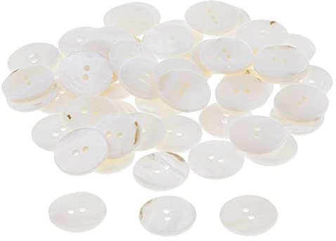 50 Stück Perlmuttknöpfe Perlmutt Muscheln runde Knöpfe zum Nähen & Basteln, 20mm - weiß