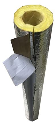 TRGCJGH Self-adhesive Opening Glass Wool Tube Shell, Rock Wool Tube Shell, Steam Pipe Boiler Insulation With Aluminum Foil Insulation Tube,6.5 * 2in