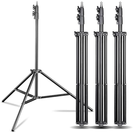 Walimex pro FT-8051 4er Set Lampenstativ 260cm - Lichtstativ mit Federdämpfung, Höhe max 260 cm, 5 kg Traglast, Aluminium, für Fotografie Studio Outdoor, mit Tasche und Adapter,