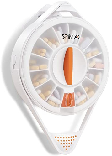 Fullicon Pill Dispenser with 14 Large Compartments and Child-Proof Lock, Spindo Medicine Dispenser-Dispense Vitamin/Tablet/Supplement for Elderly/Amnesia/Dementia