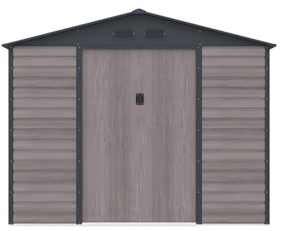Vente-unique - Abri de Jardin métal en Acier galvanisé Effet Bois Gris 5,40 m² - ADELMO