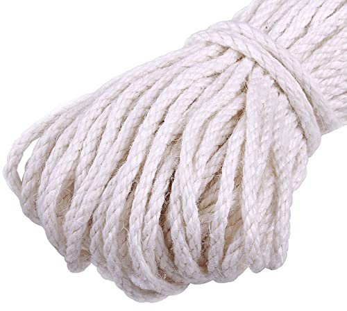 Uiopa Juteschnur Kordel 5mm, Natürliche Hanfseil Spagat Schnur Jutekordel Dicke Jute Schnur 10m Bastelschnur, Juteseil für Kratzbaum, DIY Kunsthandwerk, Garten, Geschenke Dekoration (Weiß)