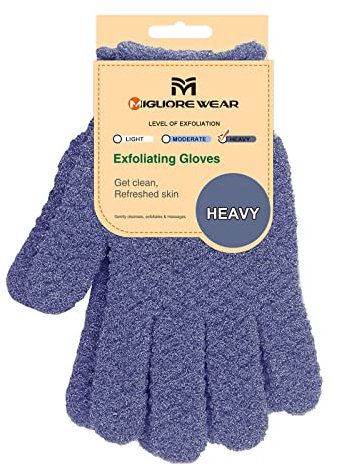 Migliore Wear Peelinghandschuh Exfoliating Gloves für Körper & Gesicht – Effektives Körperpeeling Peeling Handschuh Duschschwamm Luffa für Abgestorbene Haut, Ingrown Hair