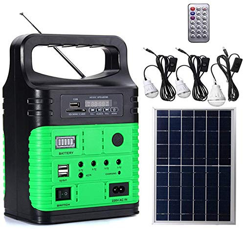 KEYESMINER Solar Power System Home, 10W Portable Solar Home System Kit,DC Power Generator Solar Lighting System Home Solar Mobile Light System (Color : Green)