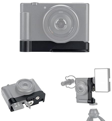 JJC Metal Hand Grip Quick Release Plate L Bracket Holder for Sony ZV-1F | 1/4-20 Nuts for Tripod|Cold Shoe Mount for Flash or Microphone|Aluminium Alloy|Change Battery & Memory Card without Removing