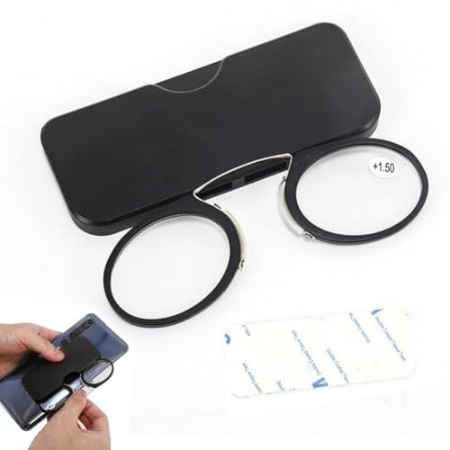 Hrippy Lunettes De Lecture Pince Nez sans Bras Pincant des Verres De Lecture À Plat Minces Femmes Hommes Mini Verres De Nez avec Mini Étui Portable