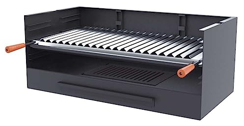 Barbacoa de carbón y leña Parrilla de acero inoxidable de 80 cm - Independiente instalación/Empotrada