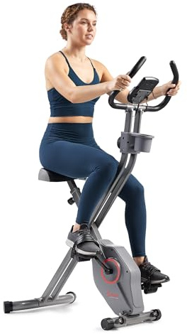 Sunny Health & Fitness Foldable Magnetic Exercise X-Bike Pro, 300 LB Capacity, Low-Impact, 14-Level Resistance, Ergonomic Support, SunnyFit® App Enhanced Bluetooth Connectivity - SF-B223011