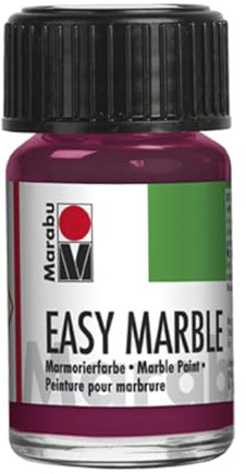 Marabu Easy Marble, Brombeerfarbe 223, 15 ml Flasche – Marmorierfarbe für Bastelset & Kunstsets – ideales Malgeschenk-Set für Erwachsene, ältere Kinder, Jungen und Mädchen, perfekt für Kunstbedarf und