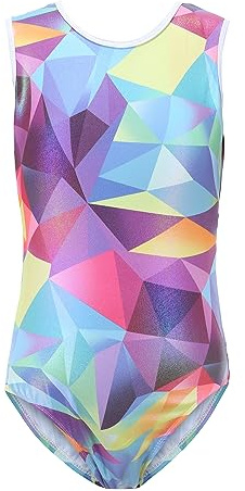 FINGER TEN Gymnastikanzug Mädchen Kurzarm Langarm Kinder Ballettanzug Gymnastik Training Gymnastikbody Trikotanzug Tanz Kleid (Bunt, Tag 6A (5-6 Jahre))