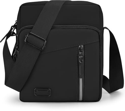 Tuaeccki Umhängetasche Herren Schultertasche Messenger Bag Wasserdichte Herrentasche zum Umhängen Crossbody Bag Arbeitstasche für Alltag und Reisen, Schwarz