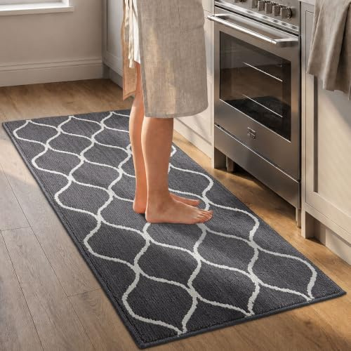 COSY HOMEER Nonslip Kitchen Rug Runner 60 x 120cm, Grey