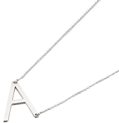OAKKY Damer stora initiala hängen halsband rostfritt stål alfabet 26 A-Z guld/silver, rostfritt stål, metall