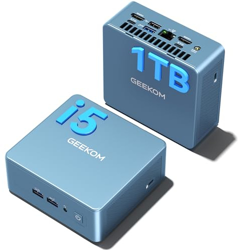 GEEKOM Mini PC IT13, Intel Core i5-13600H, 1 TB SSD &16 GB RAM(Aufrüstbar) | 24/7 stabil, 4 Displays bis 8K, 2× USB4, leise IceBlast-Kühlung, Vorinstalliertes System, 3 Jahre Garantie –für Business/Büro