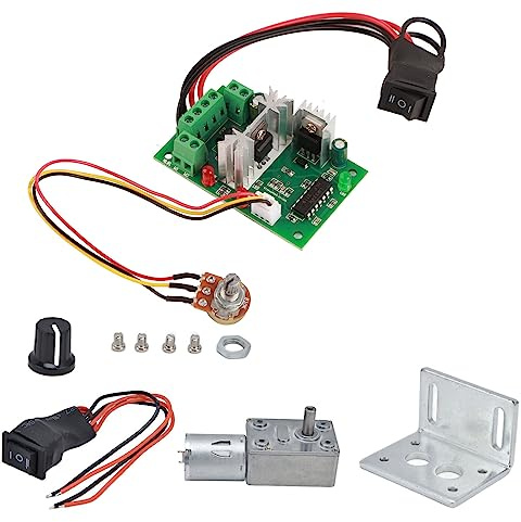 DC 12V Getriebemotor, Schneckengetriebemotor CW CCW Untersetzungsmotor Mikro Elektromotor Maschinentransmissionsteile mit Regler JGY370(5 U/min)
