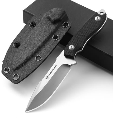 DRACHENADER Messer outdoor klein D2 Stahl Full tang Jagdmesser kleines feststehendes messer Gürtelmesser klein EDC, Zweihandmesser 9cm