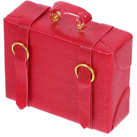 FOYTOKI Miniatur Koffer Für Puppenhaus Rote Dekoration Für Miniaturszenen Vielseitig Einsetzbar Detailgetreu Und Für Puppenzubehör Und Miniaturliebhaber