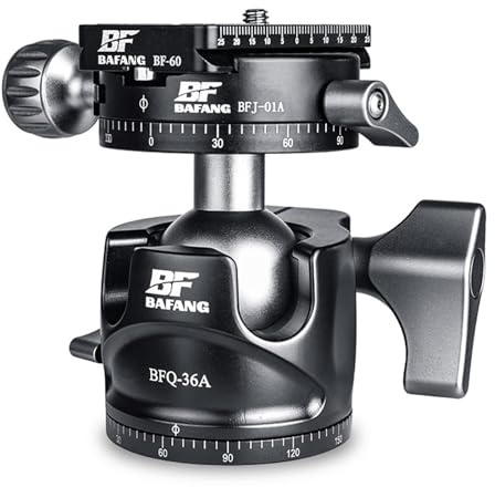 BF BAFANG Kamera Kugelkopf Stativkopf,36mm Stativköpf mit 1/4 Zoll Schnellwechselplatte und Wasserwaagee für Stativ,Einbeinstativ,DSLR Kamera,Maximale Belastung 10kg,Schwarz