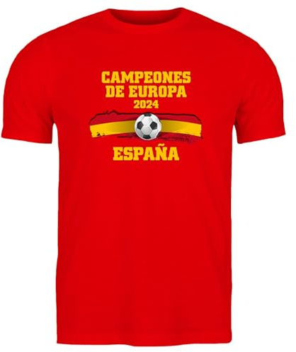 lepni.me Camiseta de Fútbol de España para Hombre | Bandera Española, Insignia | Copa del Mundo 2022 Campeones de la Eurocopa 2024 Mayores fanáticos (XL Rojo Multicolor)