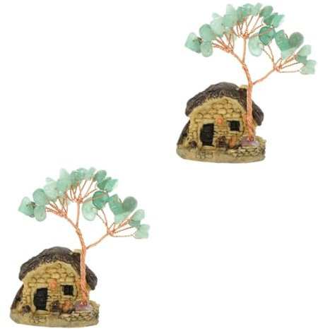 IMIKEYA 2 Stücke Kristall Reichtum Baum Feng Shui Dekoration Gemütliches Wohnaccessoire Für Geburtstagsgeschenk
