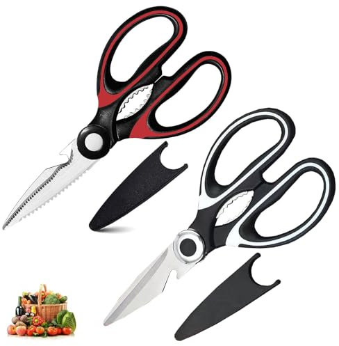 Forbici Da Cucina Universali Con Coperchio Protettivo Per L'uso Quotidiano, Forbici In Acciaio Inox Lavabili In Lavastoviglie Con Impugnatura Confortevole, Rosso +nero (Rosso +nero)