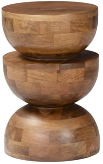 Alice's Garden sweeek - Table d'appoint. Bout de canapé. Table de Chevet. Tabouret en Bois de manguier. Noyer. Sita. Ø30 x H 45cm