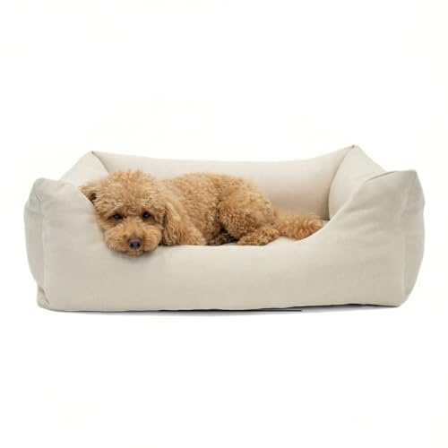 PAW WOW Emma Hundebett | Orthopädisches Hundebett | Hundekörbchen für kleine und mittelgroße Hunde (Beige, 85x65cm)