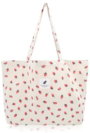 TeeYee Cord Tasche Damen Umhängetasche Tote Bag Kord Damen Shopper | Große Kapazität Schultertaschen,Einkaufstasche für Arbeit,Büro,Reisen,Schule,Alltag, Handtasche