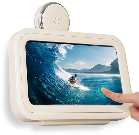 Dayinkes 480° Rotating Adjustable Suction Cup Shower Phone Holder, Waterproof, Fog-Proof, HD Touch Screen, For 4-7 Phones