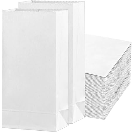 Parthan 50 st. papperspåsar små vita utan handtag – 9 x 17 cm liten blockbottenpåse vit av kraftpapper perfekt som brödpåsar eller smörpapperspåsar, vita papperspåsar för gör-det-själv, kakpåsar