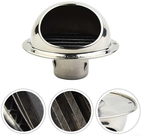 Jonikuper 50 mm Stainless Steel Air Vent Grill Cover, Air Vent Grille, Stainless Steel Round Brushed Bull Nosed External Extractor Wall Vent Outlet
