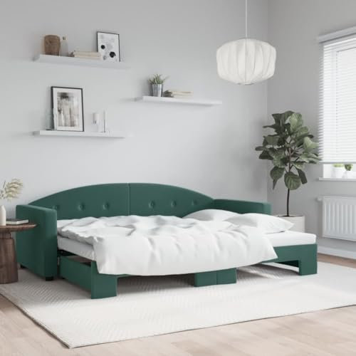 LAPOOH Tagesbett Ausziehbar Dunkelgrün 80x200 cm Samt, Schlafsofa, Daybed, Bettsofa, Sofa Bed, Sofabett, Schlafcouch, Jugendbett, Bettgestell, Bettcouch - 3197296