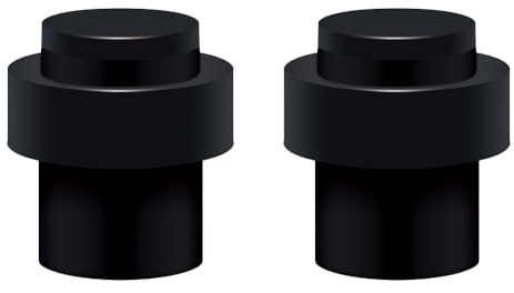 2 er Set Türstopper aus Edelstahl für Boden oder Wand - Stabiler Bodentürstopper mit Gummi Türpuffer ø32mm, Höhe 45mm