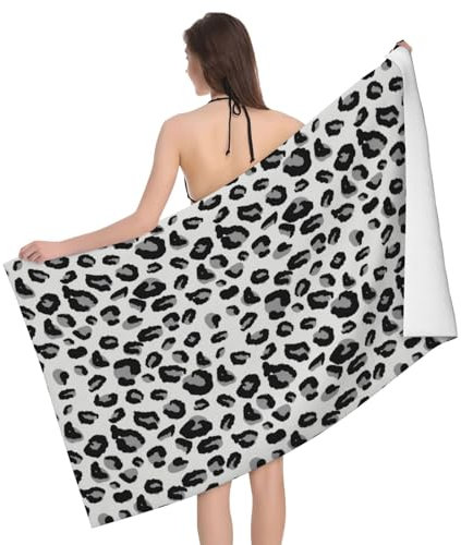 Mikrofaser Strandtuch Schneeleopardenmuster Duschtücher Erwachsene Badehandtuch Tragbares Mikrofaser Handtücher, Für Schwimmbad, Schwimmen, Reise, 80x130cm