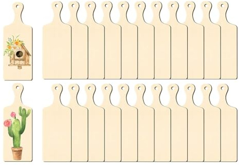Cpolebev 24 Mini Planches à Découper en Bois avec Poignée, Mini Planches à Charcuterie Artisanales Inachevées, Petite Planche à Découper Vierge