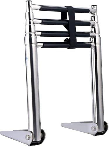 Échelle de piscine en acier inoxydable, 4 marches antidérapantes, capacité de 150 kg, échelle de bateau pliable pour quais, piscines, yachts