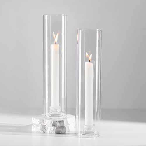 Hewory orcane ljushållare i glas – uppsättning av 2 ljusstakehållare för avsmalnande ljus, modern dekoration för bröllopsbord, mittpunkt, julfest