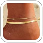 ZOERAY Cavigliera da Donna Argento 925 Impermeable Cavigliere Placcata Oro 18K Stratificate Regolabili Catenina Caviglia a Cuore Gioielli da Piede Spiaggia Bohémien Regali per Ragazze (Oro-1)
