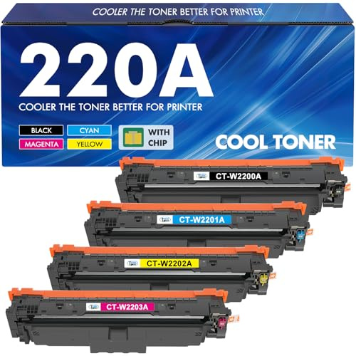 220A 220X Toner Compatible for HP 220A Toner Color Laserjet Pro MFP 4302dw 4302fdw 4202dw 4202dn 4302fdn Black Cyan Yellow Magenta, W2200A W2201A W2202A W2203A With Chip 4PK
