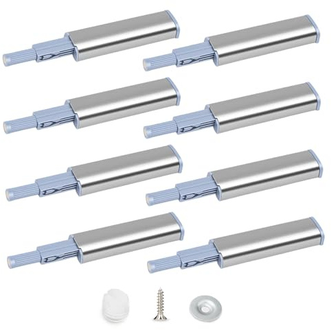 DOINEUFL Magnetic Push to Open Door Catches,8 pcs Push to Open Latch with Soft Close Dampers and Spring Loaded Push Catch, Touch Release Mechanism Catches for Cupboards, Wardrobe