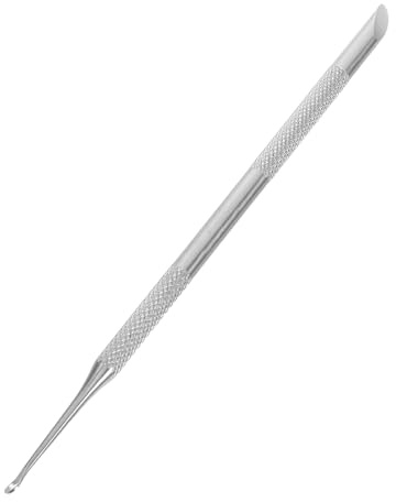 WOONEKY Nagelhautentferner: Professioneller doppelseitiger Metallschieber zum Entfernen abgestorbener Haut. Ergonomischer Schaber für Finger- und Fußnägel. Silber