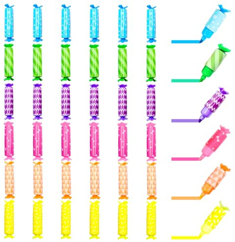 KMFYMPT 36 Stück Mini Textmarker, 6 Farben Highlighter Pen, Textmarker, Text Marker In Bonbonform, Für Erwachsene Geeignet Sind, Sind Das Ideale Geschenk Für partys Und Weihnachten
